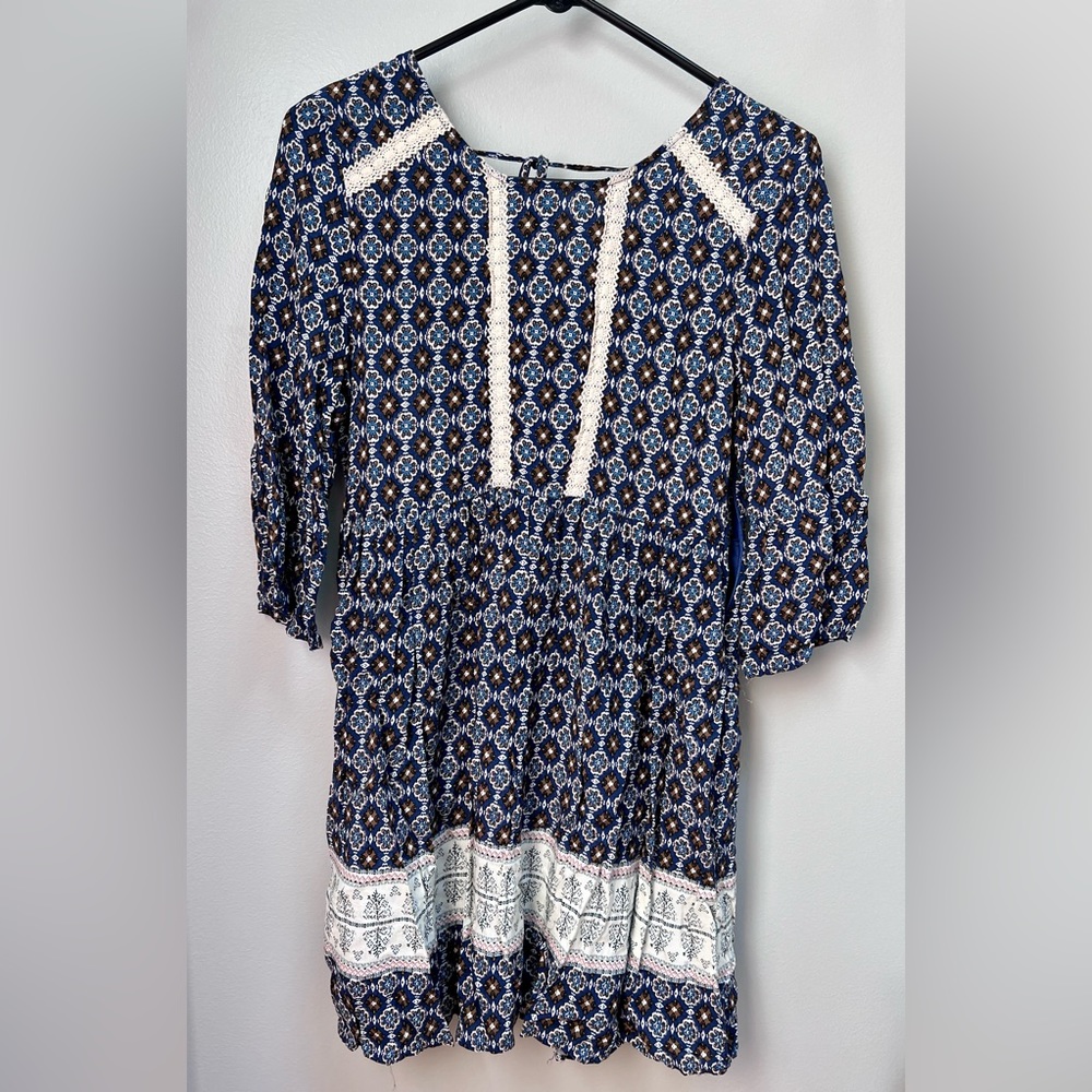 Cute boho mini dress with 3/4 sleeves